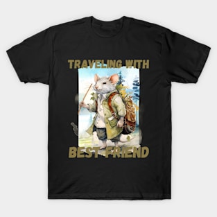 Watercolor Rat Traveling with Best Friend T-Shirt